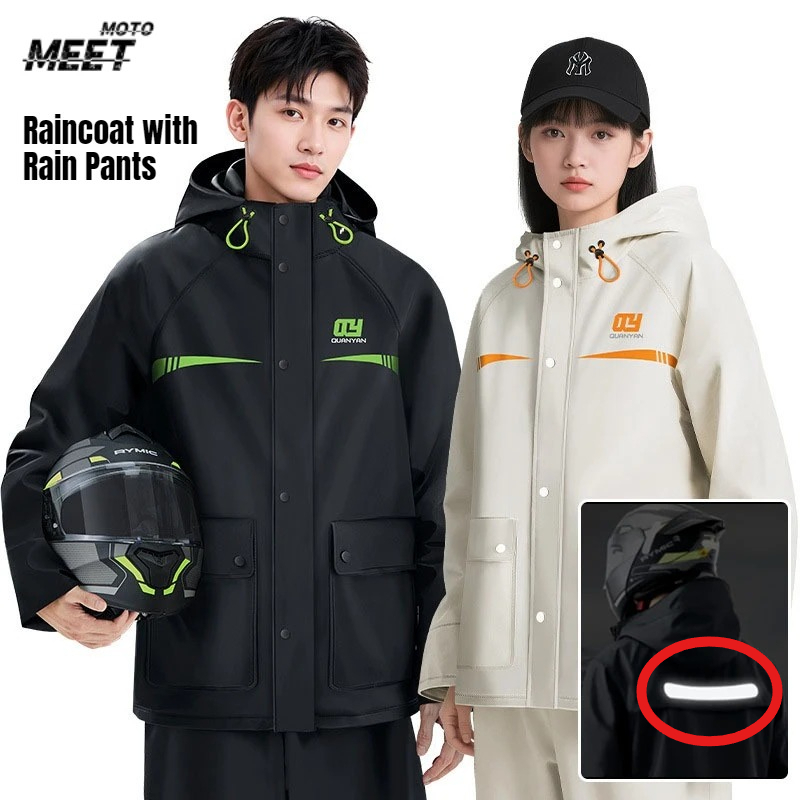 Cycling Gear Waterproof - Impermeabile con Pantaloni Antipioggia in PVC,